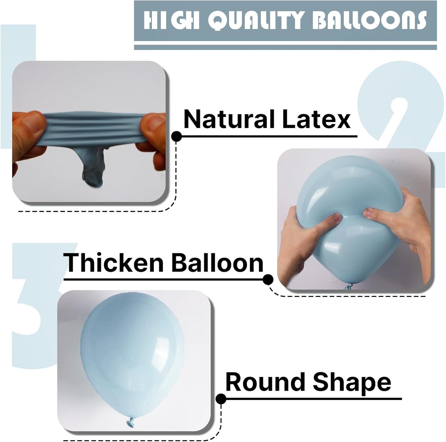 PartyWoo Dusty Blue Balloons - 155-Piece Boho Balloon Arch Kit | 18", 12", 10", 5" Sizes for Celebrations