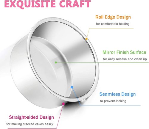 E-far Mini Round Cake Pan Set - 4 Inch Stainless Steel Baking Pans | Non-Toxic, Dishwasher Safe