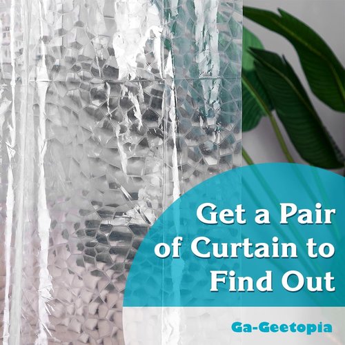 Ga-Geetopia Thin 3D EVA Shower Curtain Liner Water Cube, 72x72 Premium Light Weight Clear Plastic Bathroom Shower Curtain with Rustproof Metal Grommets 3 Magnets for Shower Stall, Bathtubs(No Hooks)
