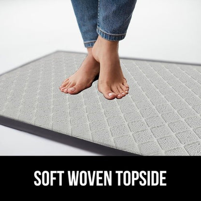 GORILLA GRIP 100% Waterproof All-Season WeatherMAX Doormat US Designed Natural Rubber, Stain and Fade Resistant, Low Profile Indoor Outdoor Door Mats, Easy Clean Patio Mat, 23x35, Light Gray