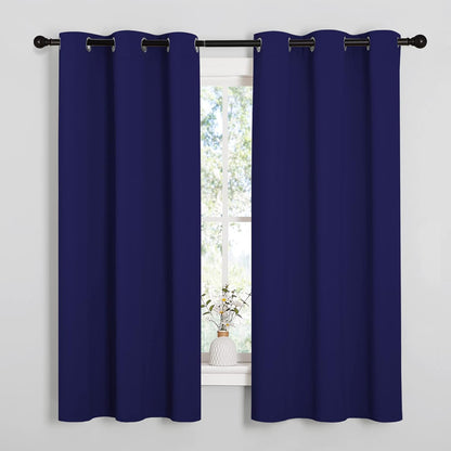 NICETOWN Navy Blue Blackout Curtains - Thermal Insulated Drapes for Short Windows | 48" Length, 42" Wide, 2 Panels