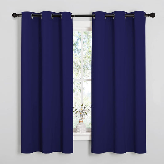 NICETOWN Navy Blue Blackout Curtains - Thermal Insulated Drapes for Short Windows | 48" Length, 42" Wide, 2 Panels