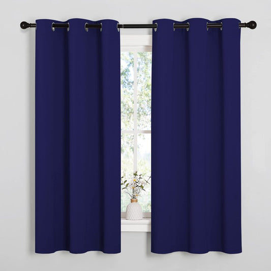 NICETOWN Blackout Draperies Curtains, All Season Thermal Insulated Solid Grommet Top Blackout Curtains/Drapes for Kid's Room (Royal Blue, 1 Pair, 34 x 63 inches)