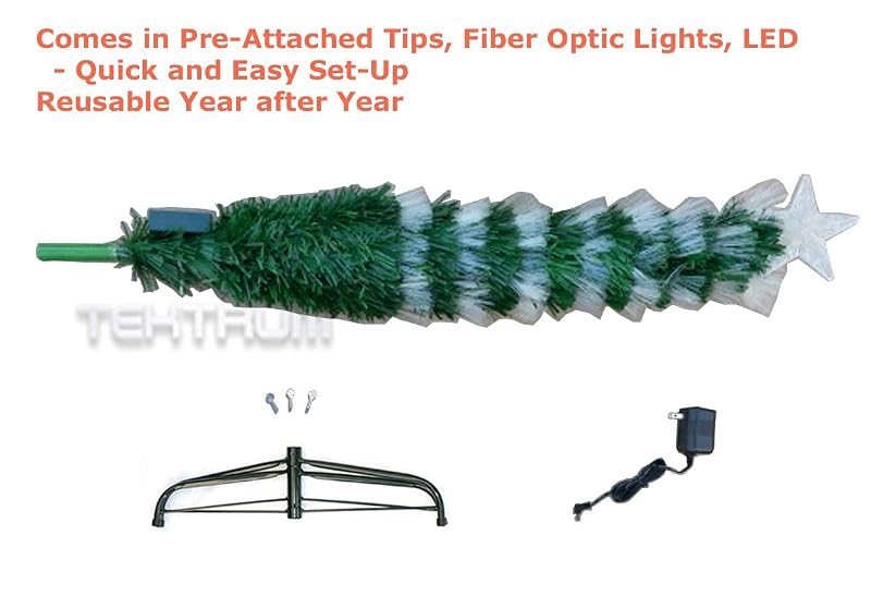 Tektrum 36in Color Changing Fiber Optic Christmas Tree with LED Star Top - Pre-Lit Circular Lights, Metal Stand (Variation: 3ft)