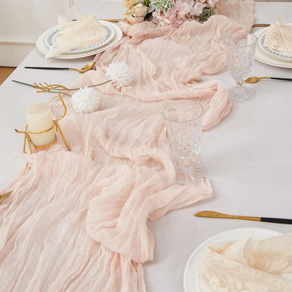 Regine Switzerland Cheesecloth Table Runner - Dusty Pink 120 Inch for Boho Rustic Decor
