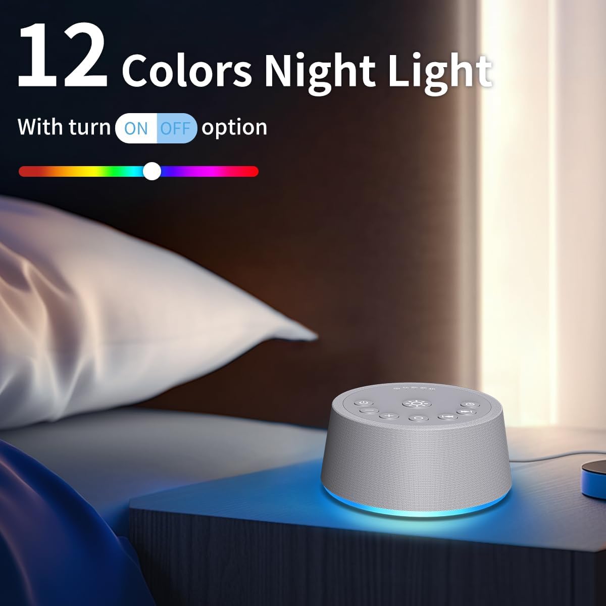 SoundLegend White Noise Machine - 32-Level Volume, 30 Soothing Sounds, 12 Color Lights | Compact Travel Gift
