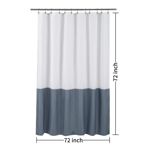 ALYVIA SPRING Waterproof Fabric Shower Curtain Liner - Soft & Light-Weight Cloth Shower Liner, 3 Bottom Magnets, Hotel Quality & Machine Washable - Standard Size 72x72, White and Stone Blue