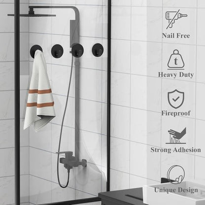 EAGMAK Towel Hooks - 4 Pack Adhesive SUS305 Stainless Steel Round Wall Hooks for Bathroom & Kitchen