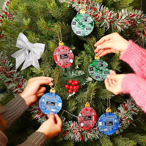 Vercraft Vivid Christmas Computer Circuit Board Ornaments - 6 Pack