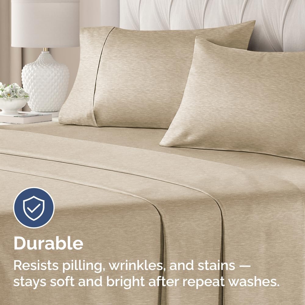 Skiennix Standard Pillow Cases Set of 4 - Soft Hotel Quality Covers - Comfy & Machine Washable - Heathered Beige