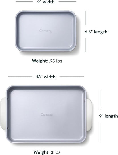 Caraway Nonstick Baking Pan Set - 2x 9" x 6.5" & 1x 9" x 13" - Non-Toxic, PTFE & PFOA Free - Durable Aluminized Steel for Casseroles & Lasagna - Marigold