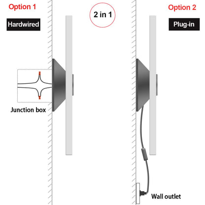 TRLIFE Wall Sconce Plug in, Modern Wall Sconces 12W LED Wall Sconce 6000K Cool White Acrylic Wall Mounted Light Wall Lights with 6FT Plug in Cord and On/Off Switch on The Cord(2 Pack, Black)