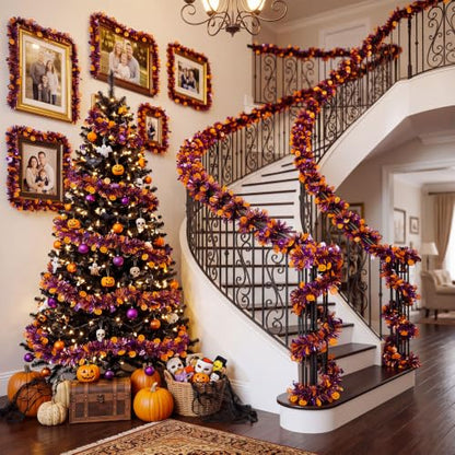 Seasonal Tinsel Garland Set of 24 - Metallic Holiday Decor for Christmas Halloween & More