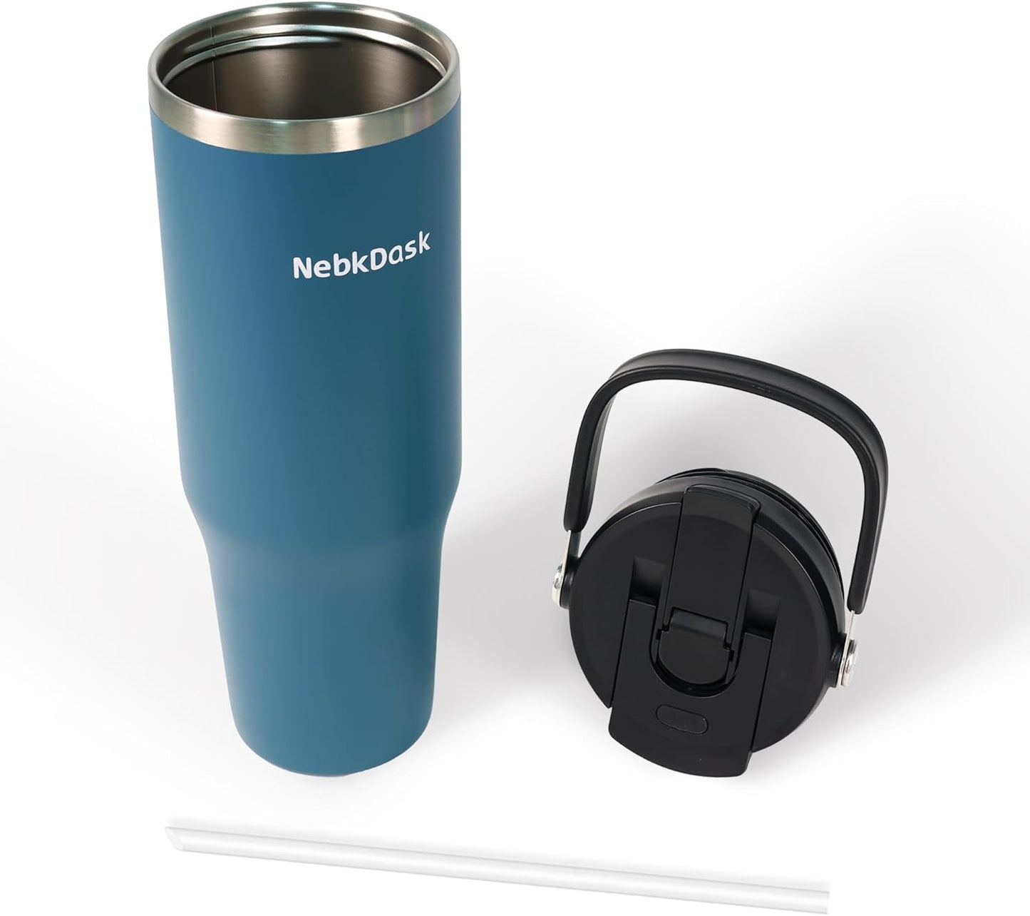 Skiennix 40 Oz Insulated Stainless Steel Water Bottle - 2-in-1 Straw & Spout Lid, Leak-Proof, Blue