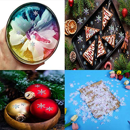 Christmas Snowflake Confetti Set - 800 Pieces Glitter Silver Sequins in 3 Sizes