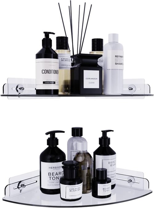 Bakzon Shower Caddy Adhesive - Strong Transparent Replacement Pads for No-Drill Bathroom & Kitchen Storage | 4 Pack