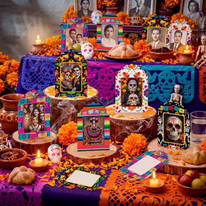 Dia De Los Muertos Sugar Skull Photo Frame Set - 50 Pack for Altar Decor