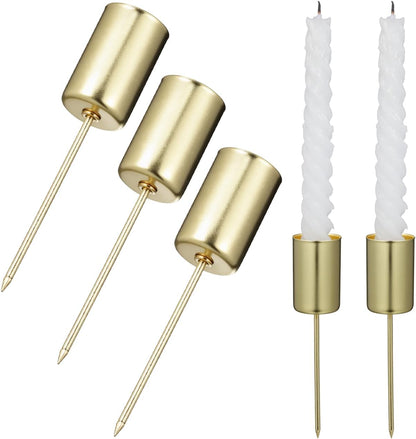 Skiennix 5-Piece Christmas Taper Candle Holder Set - Elegant Gold Liners for Advent Wreaths & Weddings