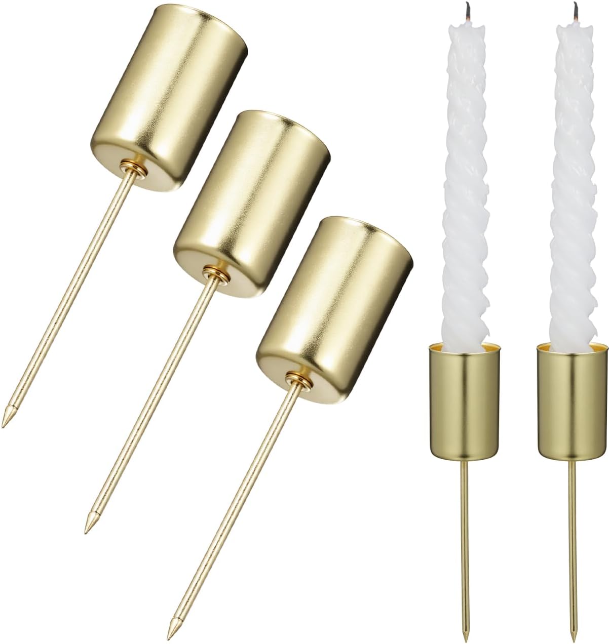 Angoily Candle Holder Stakes - 5 Pcs Golden Taper Candlestick Holders for Christmas Tree Decor