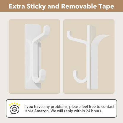 Pickpiff Wall Hooks - 13LB Strong Adhesive Coat & Towel Hangers | White 4-Pack