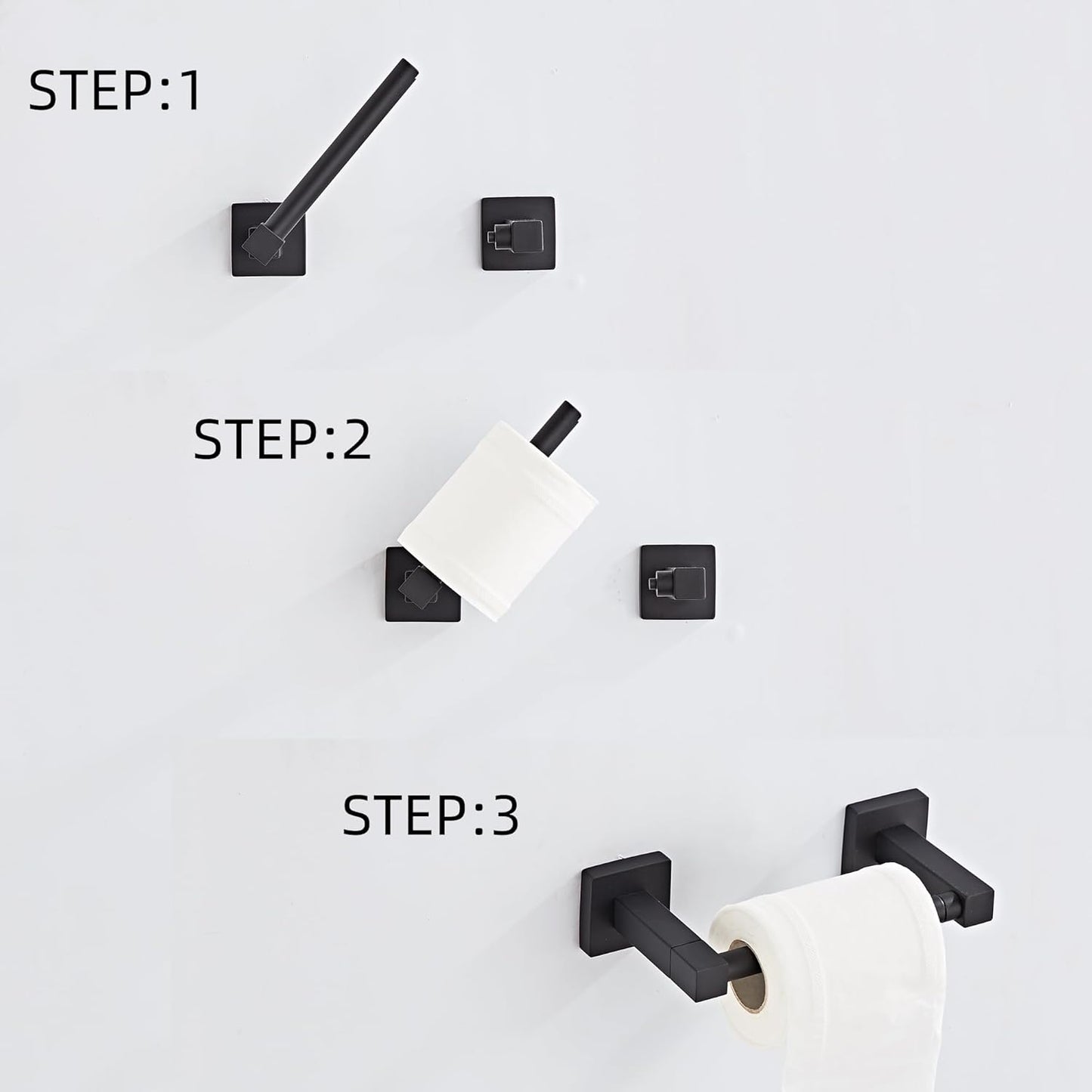 Skiennix Matte Black Toilet Paper Holder - Wall Mount SUS 304 Stainless Steel, Pivoting Double Post Design