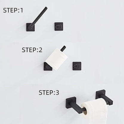 Skiennix Matte Black Toilet Paper Holder - Wall Mount SUS 304 Stainless Steel, Pivoting Double Post Design