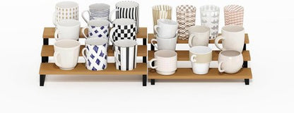 Furinno RAVEL Kitchen Countertop Organizer - 3-Tier Expandable Spice Rack Set of 2 | Beech Finish