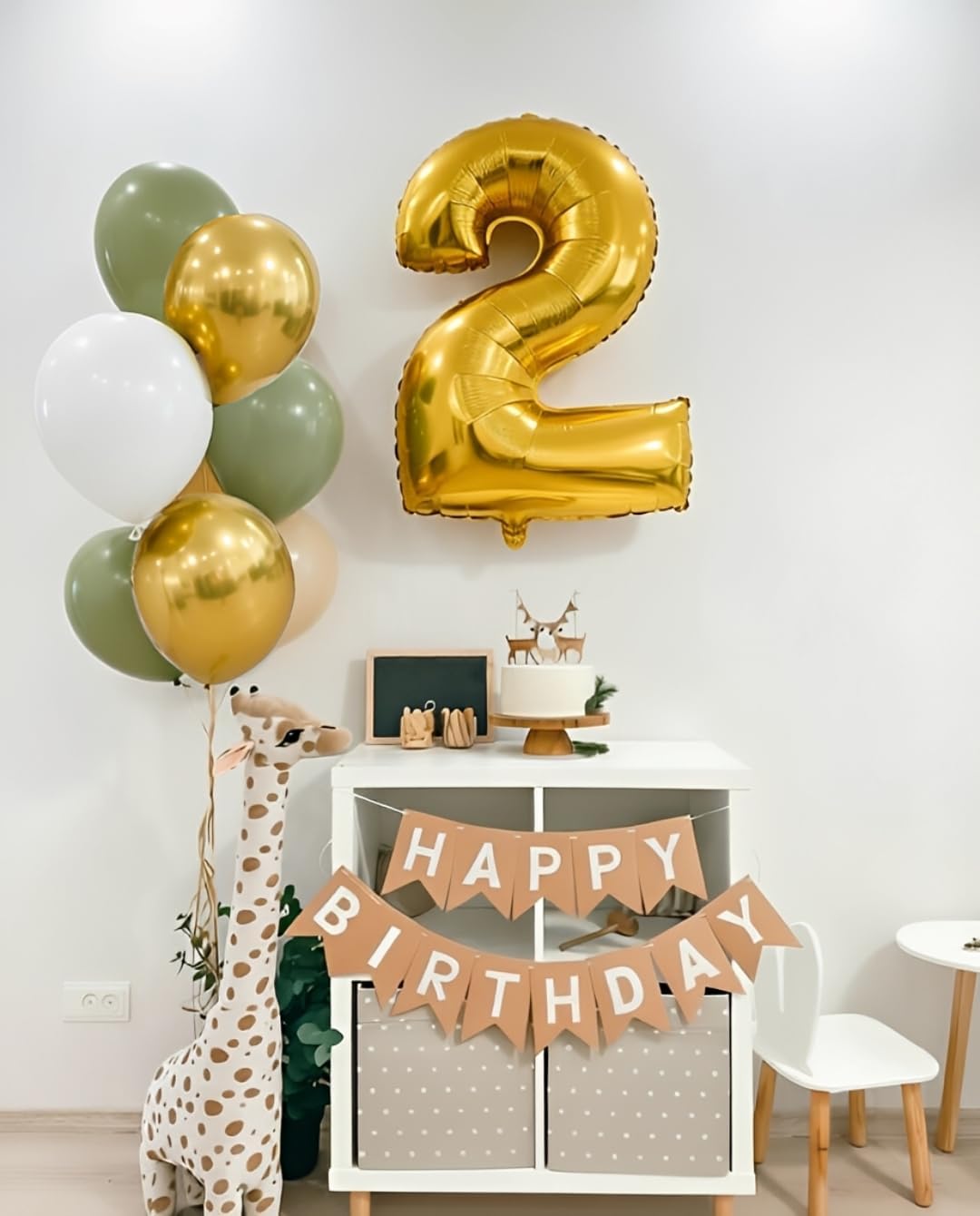Sage Green Gold White Party Balloons - 50Pcs Confetti Balloons for Birthday & Wedding Decor