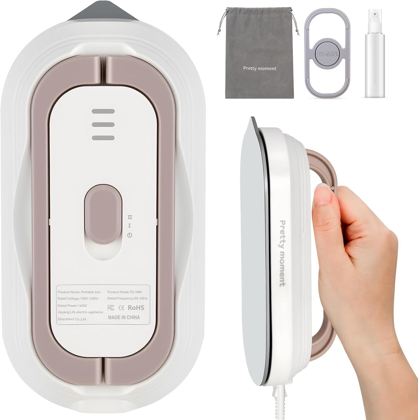 Skiennix Travel Iron - Mini Dry Iron with Global Voltage, 300W, Lightweight 0.8lbs, Ceramic Soleplate