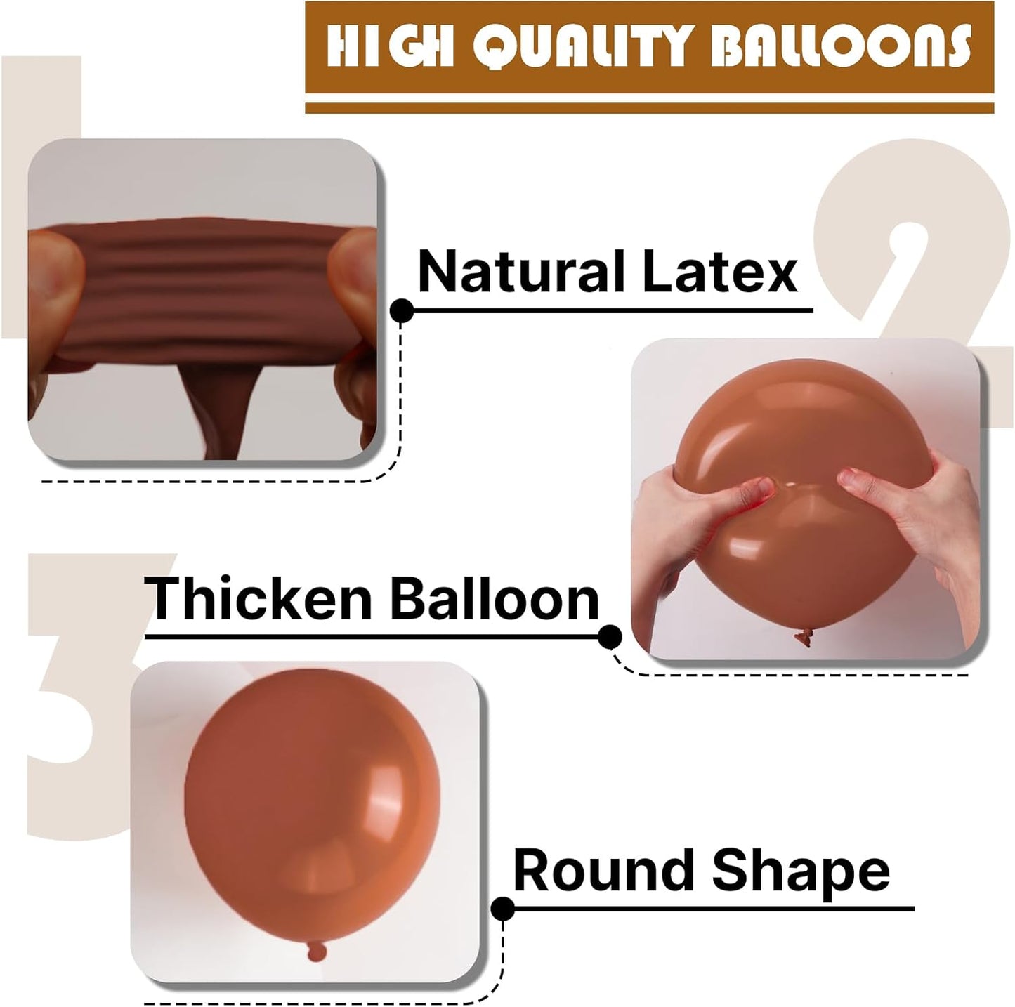 PartyWoo Dark Brown Balloon Arch Kit - 127pcs in Various Sizes for Jungle Safari & Fall Parties