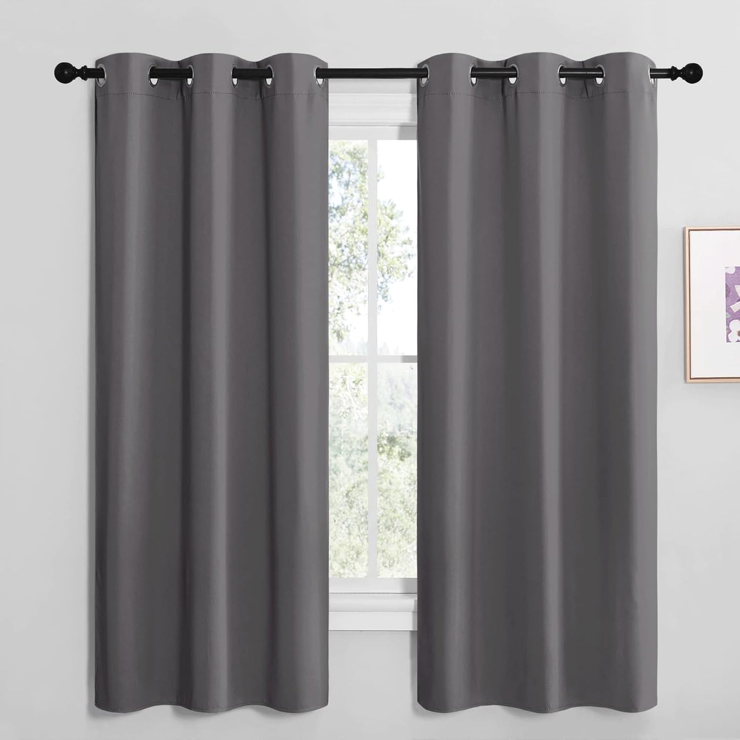 NICETOWN Grey Blackout Curtain Panels - Thermal Insulated Grommet Top Draperies | 2 Panels, W42 x L68-inch