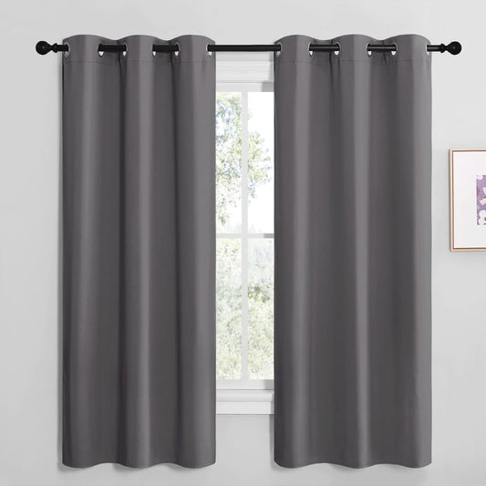 NICETOWN Grey Blackout Curtain Panels - Thermal Insulated Grommet Top Draperies | 2 Panels, W42 x L68-inch