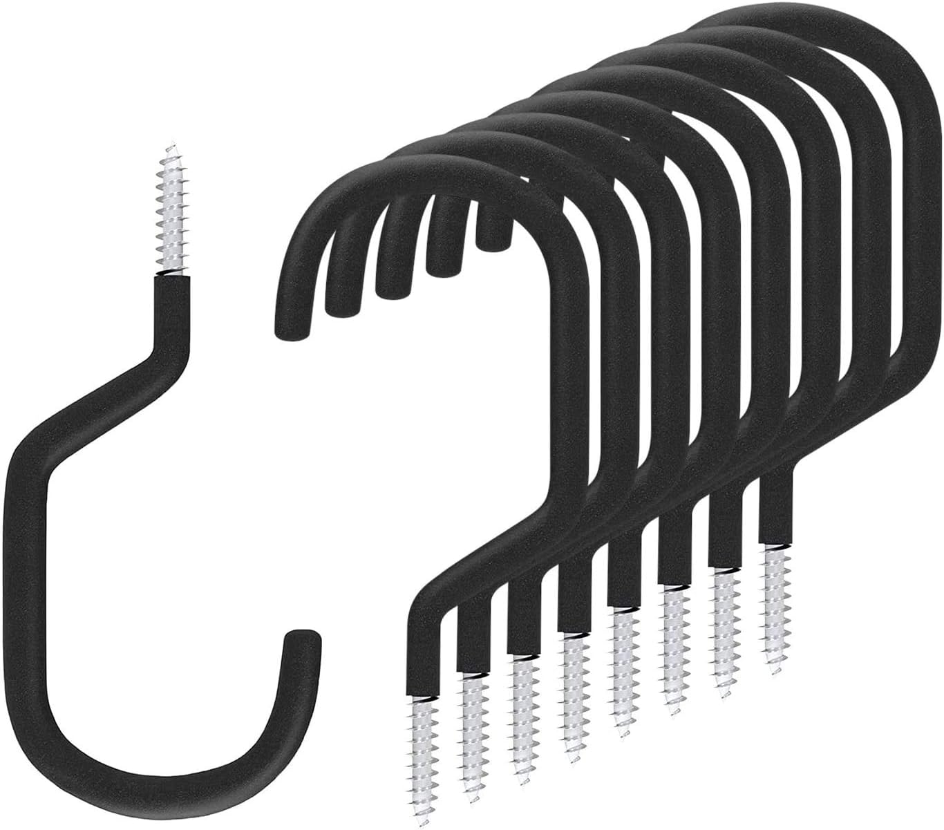SMARTOLOGY Bike Hanger Storage Hooks - 8 Pack Heavy-Duty Rubber Coated Ceiling Racks | Black