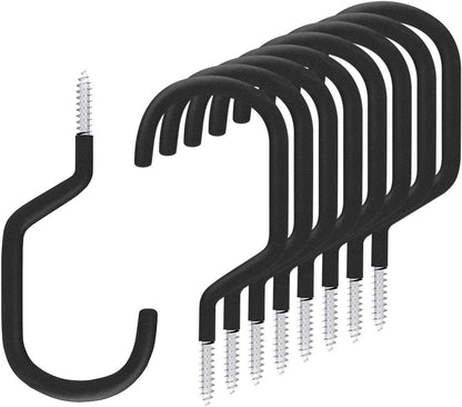 SMARTOLOGY Bike Hanger Storage Hooks - 8 Pack Heavy-Duty Rubber Coated Ceiling Racks | Black