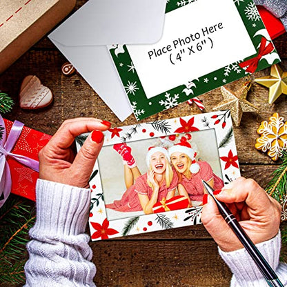 Minimalist Christmas Photo Frame Cards 72 Pack with Envelopes
