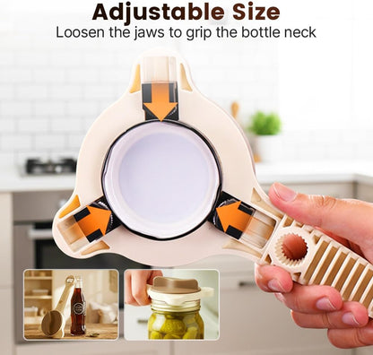 Skiennix Adjustable Stainless Steel Jar Opener - Multifunctional Lid Gripper for Weak Hands | Fits 1''-3.5'' Jars
