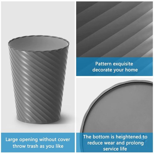 Lysam Bathroom Trash Can - 3 Pack 1.8 Gallon Compact Grey Waste Bins for Bathroom, Office & Kitchen
