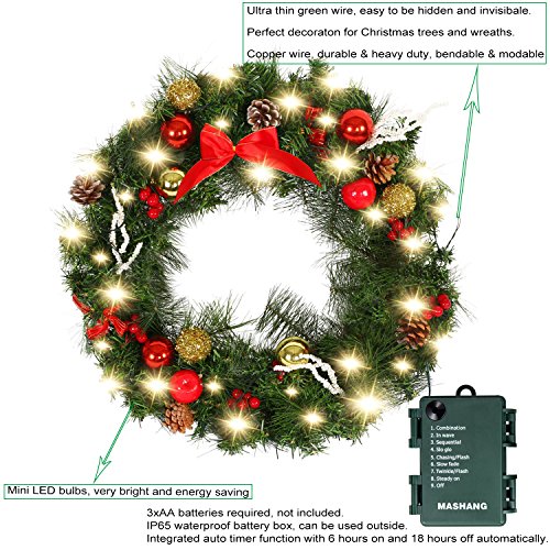 Battery String Lights 33FT 100 Micro LEDs Starry Fairy Lights Warm White - Green Copper Wire, 8 Modes, Waterproof, for Christmas & Holiday Decor - 100 LED Warm White