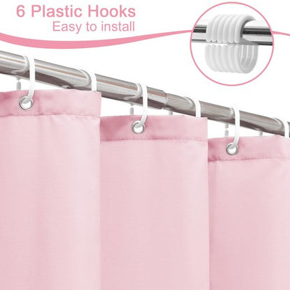 AooHome 36x72 inch Stall Shower Curtain Liner, Polyester Classic Solid Color Shower Curtain with Hooks, Weighted Hem, Waterproof, Pink
