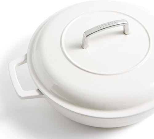 Martha by Martha Stewart 3.5 QT Enameled Cast Iron Braiser with Lid - Elegant Crescent Moon Color