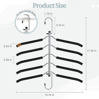 Skiennix Space-Saving Shirt Organizer Hangers - Non-Slip Foam Padded Closet Storage | 2 Pack, Black