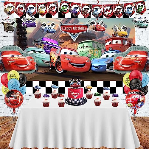Birthday Party Decorations Kit with Banner Balloons Backdrop & Cake Toppers