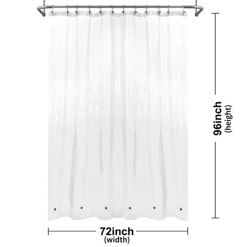 BAROSSA Design XLong Shower Curtain Liner with 96 inches Height - 6 Bottom Magnets, Waterproof PEVA, PVC Free, Metal Grommets, Clear, 72x96
