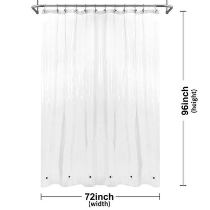BAROSSA Design XLong Shower Curtain Liner with 96 inches Height - 6 Bottom Magnets, Waterproof PEVA, PVC Free, Metal Grommets, Clear, 72x96