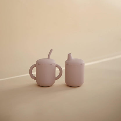 Mushie 100% Silicone Training Cup & Straw for Toddlers - Soft Lilac | Ideal for 6 Months+