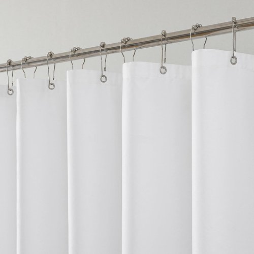 THAIGEE Water-Repellent Fabric Shower Curtain Liner - Hotel Quality Machine Washable, 3 Heavy-Duty Magnets with Rustproof Grommets & Weighted Hem, Standard Size 72x72in White