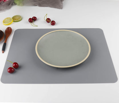 wellhouse Soft Silicone Placemat Silicone Table Mat Countertop Protector Kitchen Counter Mat (Gray, 15.75 by 11.81 Inch)