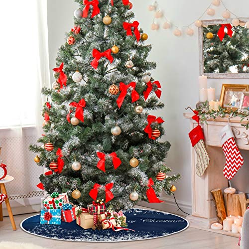 ATTX 47.2in Christmas Tree Skirt - Large Round Snowflake Holiday Accent (Multicolor)
