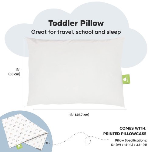 Jolly Rainbow Toddler Pillow - Soft & Breathable Organic Cotton Travel Pillowcase | 13x18 Inches for Ages 2-5