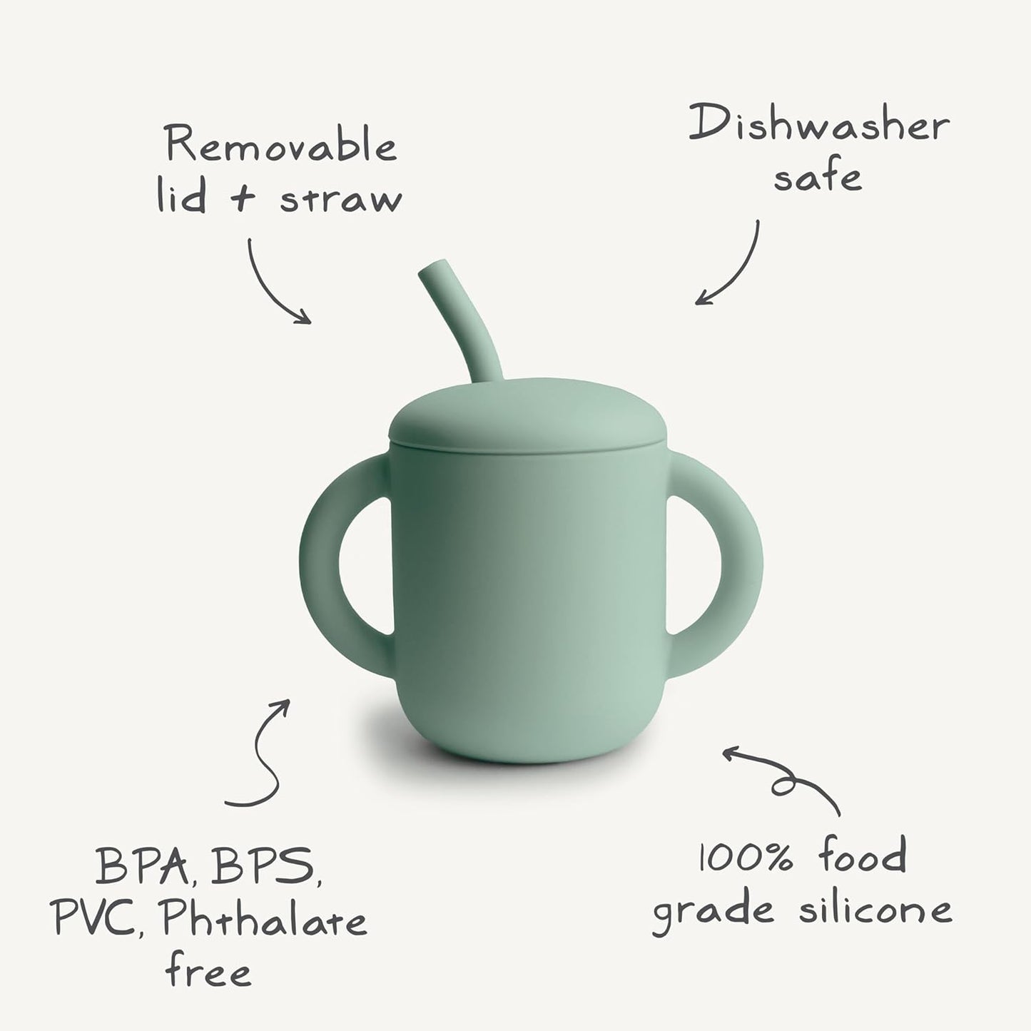 Mushie 100% Silicone Training Cup & Straw for Toddlers - Soft Lilac | Ideal for 6 Months+